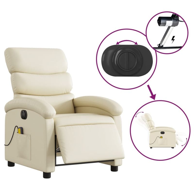 Ingrijire personala si Cosmetice - Sanatate si wellness - Articole wellness - Fotolii de masaj - Fotoliu electric de masaj rabatabil, crem, piele ecologica - Infinity.ro
