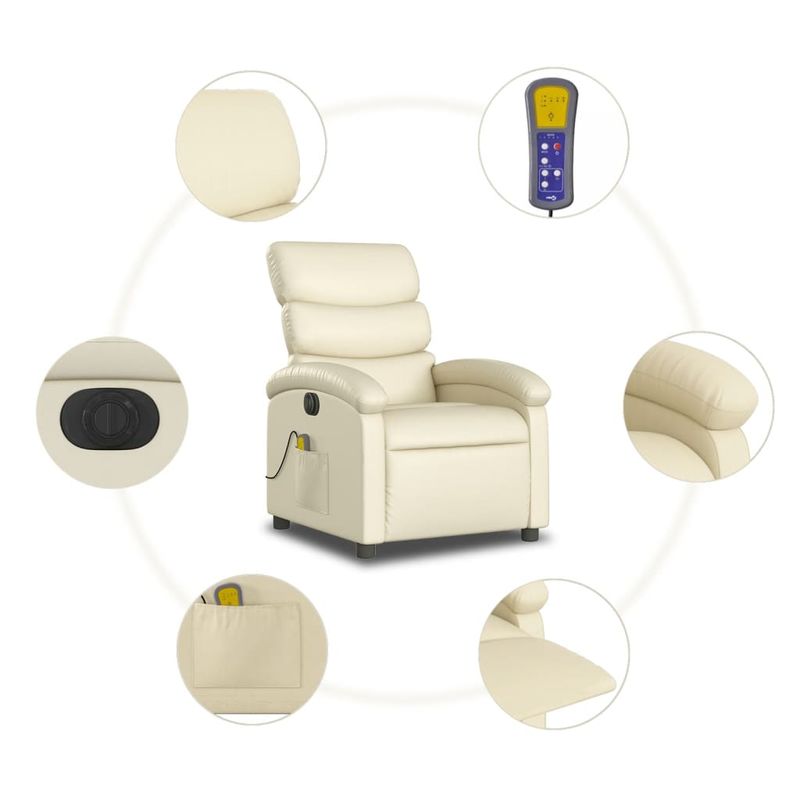 Ingrijire personala si Cosmetice - Sanatate si wellness - Articole wellness - Fotolii de masaj - Fotoliu electric de masaj rabatabil, crem, piele ecologica - Infinity.ro