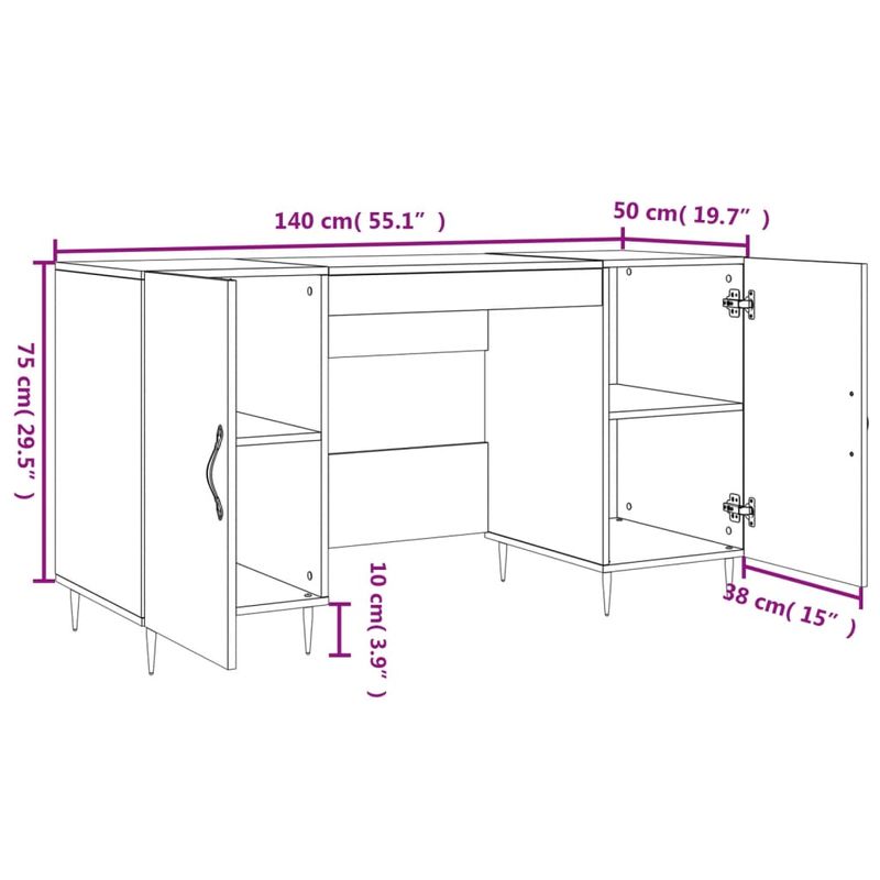Casa si Gradina - Mobilier - Mese si birouri - Birouri - Birou, gri beton, 140x50x75 cm, lemn compozit - Infinity.ro
