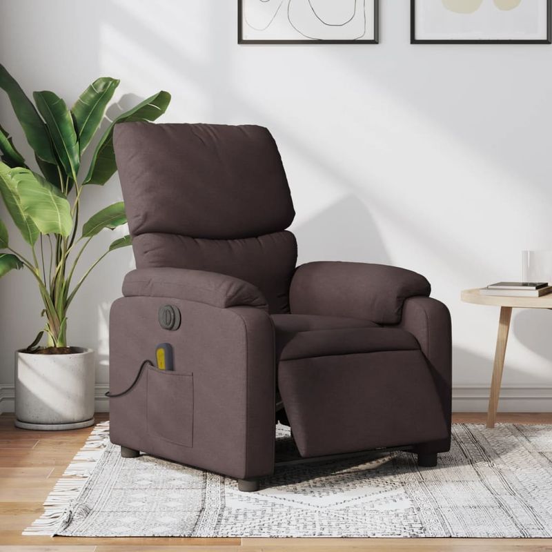 Ingrijire personala si Cosmetice - Sanatate si wellness - Articole wellness - Fotolii de masaj - Fotoliu electric de masaj rabatabil, maro inchis, textil - Infinity.ro