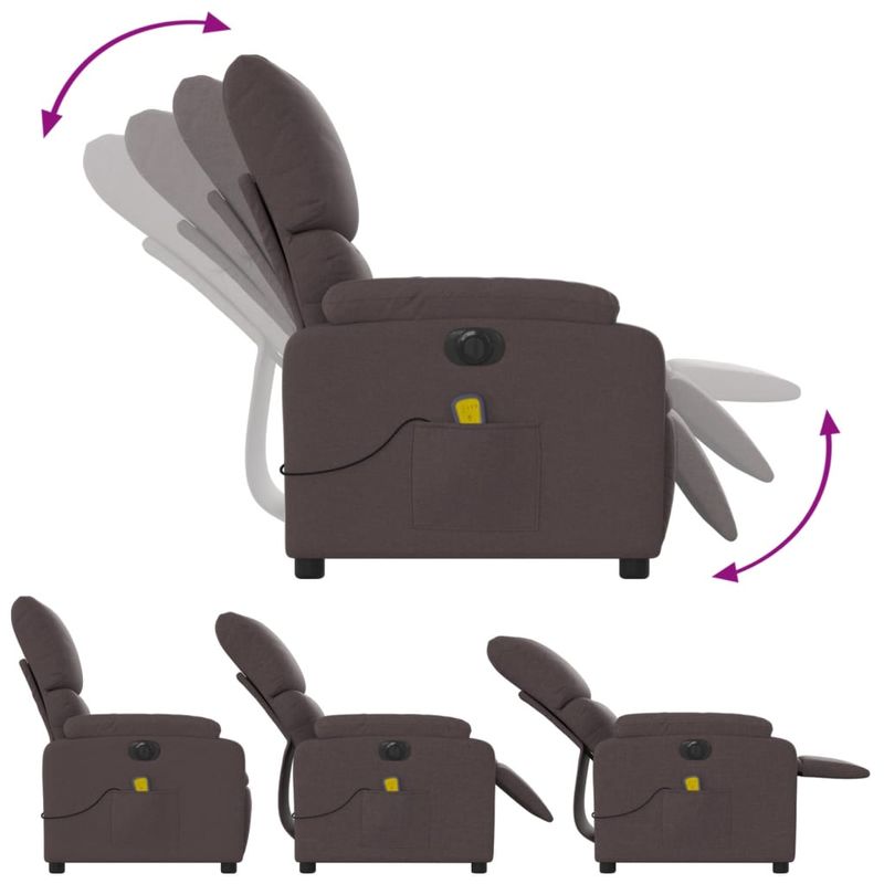 Ingrijire personala si Cosmetice - Sanatate si wellness - Articole wellness - Fotolii de masaj - Fotoliu electric de masaj rabatabil, maro inchis, textil - Infinity.ro