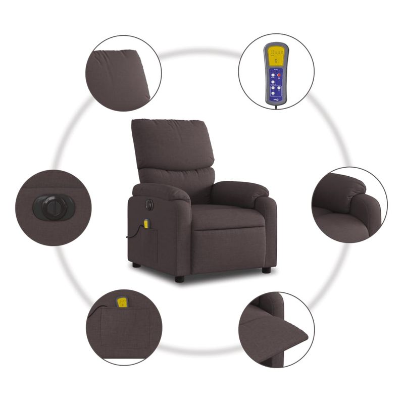 Ingrijire personala si Cosmetice - Sanatate si wellness - Articole wellness - Fotolii de masaj - Fotoliu electric de masaj rabatabil, maro inchis, textil - Infinity.ro