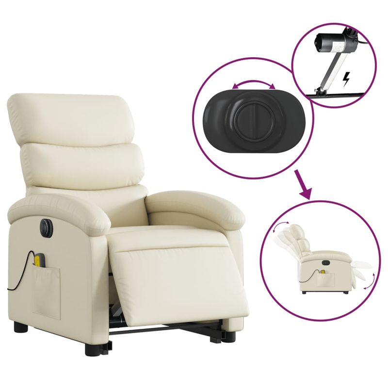 Ingrijire personala si Cosmetice - Sanatate si wellness - Articole wellness - Fotolii de masaj - Fotoliu electric masaj rabatabil cu ridicare, crem - Infinity.ro