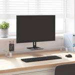 PC, gaming si accesorii - Desktop PC & monitoare - Accesorii monitoare - Suport de monitor, alb, 100x20x8 cm, sticla securizata si metal - Infinity.ro