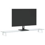 PC, gaming si accesorii - Desktop PC & monitoare - Accesorii monitoare - Suport de monitor, alb, 100x20x8 cm, sticla securizata si metal - Infinity.ro