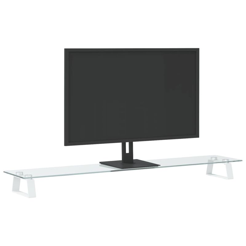 PC, gaming si accesorii - Desktop PC & monitoare - Accesorii monitoare - Suport de monitor, alb, 100x20x8 cm, sticla securizata si metal - Infinity.ro
