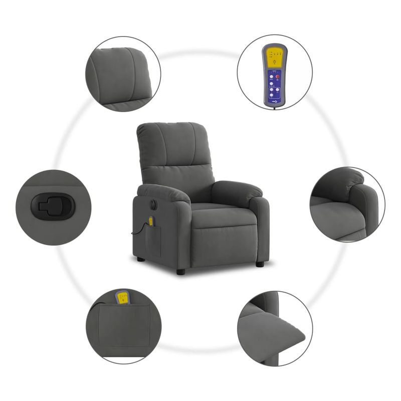 Ingrijire personala si Cosmetice - Sanatate si wellness - Articole wellness - Fotolii de masaj - Fotoliu masaj rabatabil electric cu ridicare, microfibra, model înclinare pe spate electrică - Infinity.ro