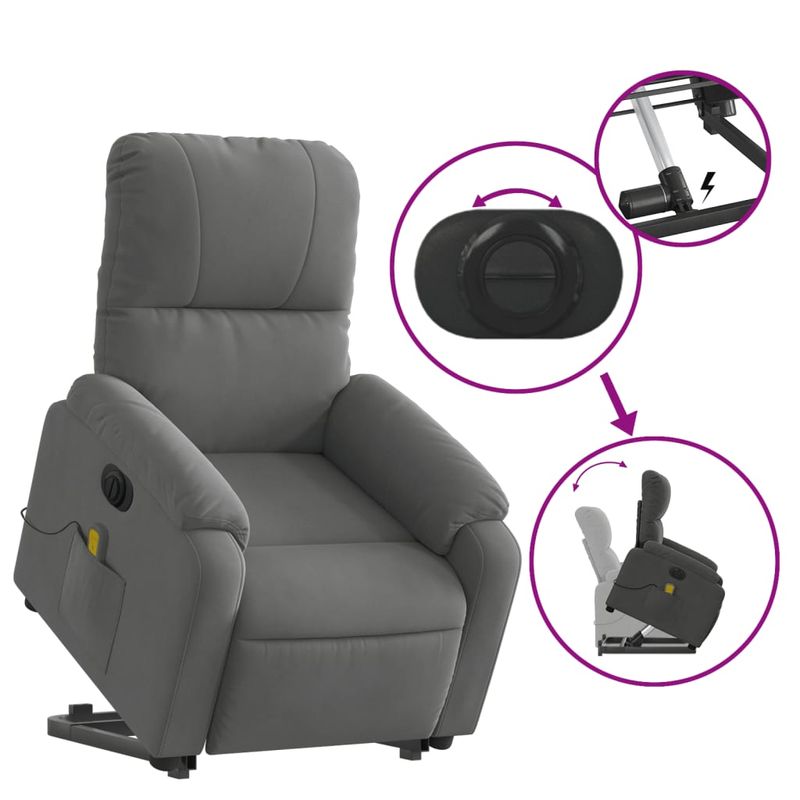 Ingrijire personala si Cosmetice - Sanatate si wellness - Articole wellness - Fotolii de masaj - Fotoliu masaj rabatabil electric cu ridicare, microfibra, model înclinare pe spate electrică - Infinity.ro
