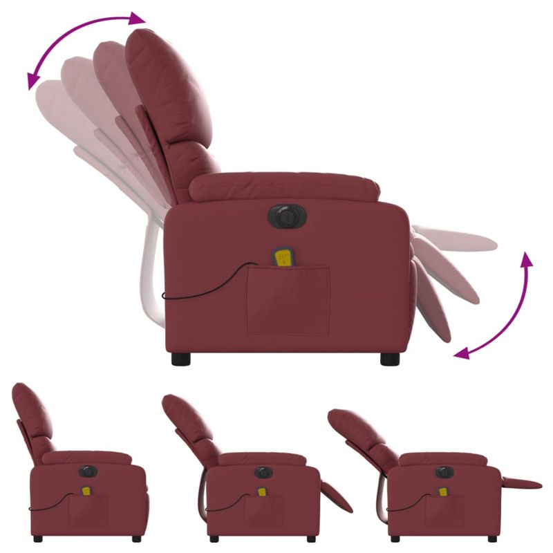 Ingrijire personala si Cosmetice - Sanatate si wellness - Articole wellness - Fotolii de masaj - Fotoliu de masaj electric rabatabil, rosu vin, piele ecologica - Infinity.ro