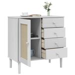 Casa si Gradina - Mobilier - Comode si corpuri - Comode - Servanta SENJA, aspect ratan alb, 80x40x80 cm, lemn masiv pin - Infinity.ro