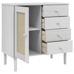 Casa si Gradina - Mobilier - Comode si corpuri - Comode - Servanta SENJA, aspect ratan alb, 80x40x80 cm, lemn masiv pin - Infinity.ro