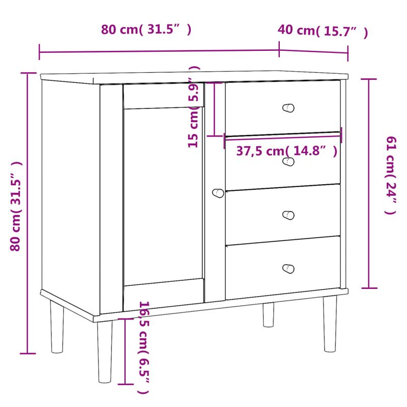 Casa si Gradina - Mobilier - Comode si corpuri - Comode - Servanta SENJA, aspect ratan alb, 80x40x80 cm, lemn masiv pin - Infinity.ro