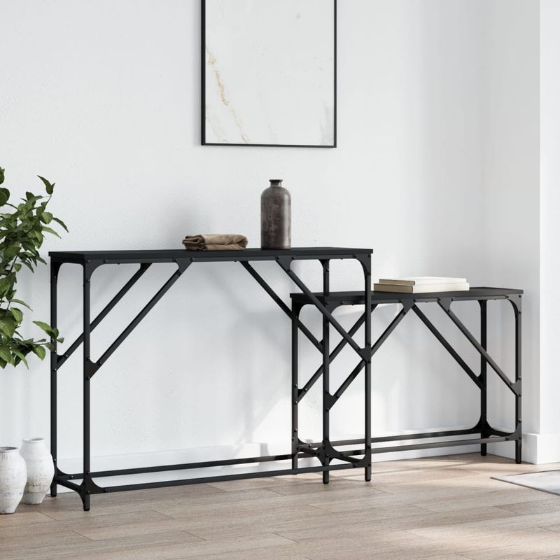 Casa si Gradina - Mobilier - Mese si birouri - Mese living - Masute console suprapuse, 2 buc., negru, lemn prelucrat - Infinity.ro
