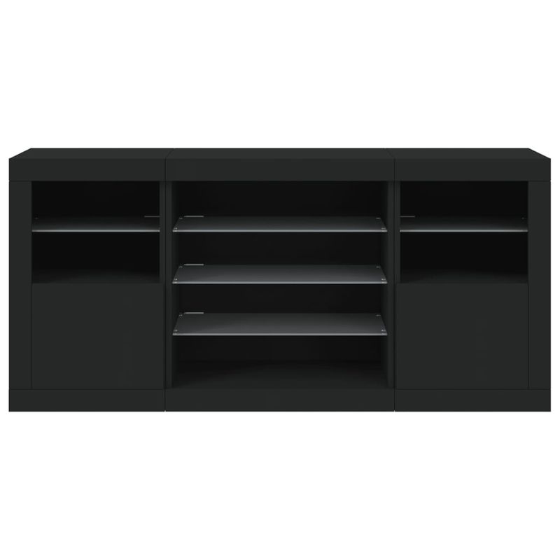 Casa si Gradina - Mobilier - Comode si corpuri - Comode - Servanta cu lumini LED, negru, 142,5x37x67 cm - Infinity.ro