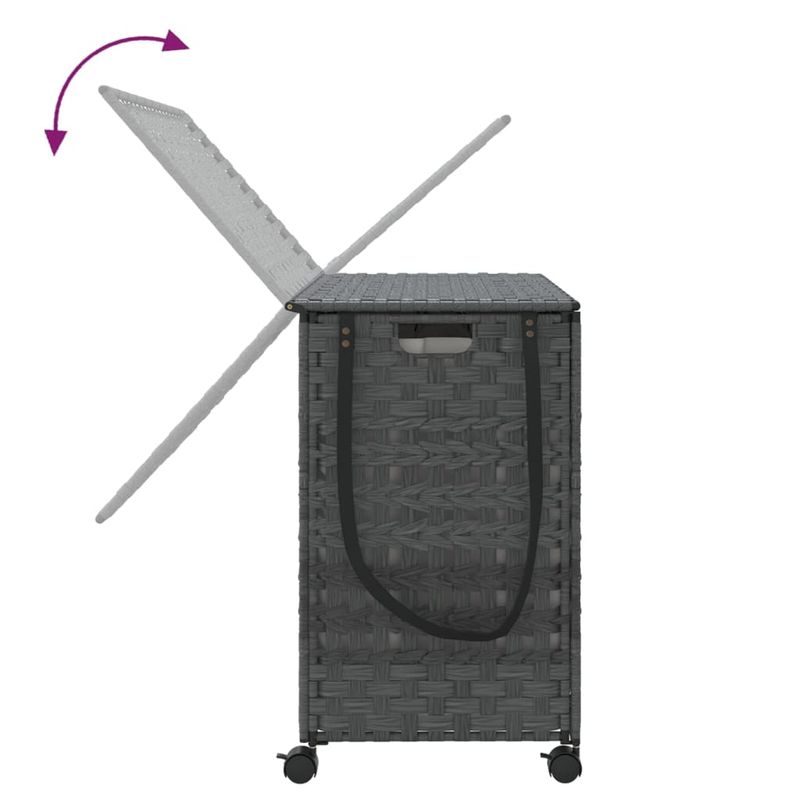 Market - Spalare si intretinere rufe - Uscatoare de rufe si accesorii - Cos de rufe cu roti, gri, 66x35x60 cm, ratan - Infinity.ro