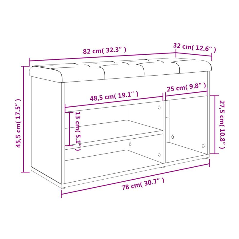 Casa si Gradina - Mobilier - Organizare si depozitare - Bancute - Banca de pantofi, stejar maro, 82x32x45,5 cm, lemn prelucrat - Infinity.ro