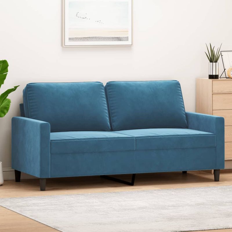 Casa si Gradina - Mobilier - Canapele si coltare - Canapele - Canapea cu 2 locuri, albastru, 140 cm, catifea - Infinity.ro