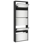 Casa si Gradina - Mobilier - Organizare si depozitare - Organizator incaltaminte - Pantofar cu oglinda, 5 niveluri, negru, 63x17x169,5 cm - Infinity.ro