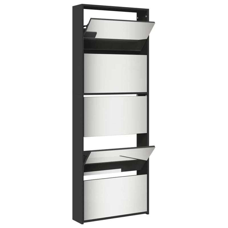 Casa si Gradina - Mobilier - Organizare si depozitare - Organizator incaltaminte - Pantofar cu oglinda, 5 niveluri, negru, 63x17x169,5 cm - Infinity.ro