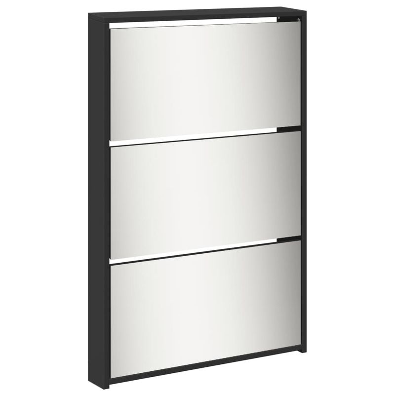 Casa si Gradina - Mobilier - Organizare si depozitare - Organizator incaltaminte - Pantofar cu oglinda, 5 niveluri, negru, 63x17x169,5 cm - Infinity.ro