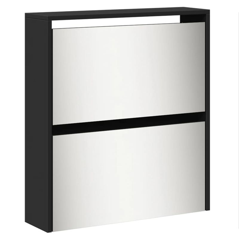 Casa si Gradina - Mobilier - Organizare si depozitare - Organizator incaltaminte - Pantofar cu oglinda, 5 niveluri, negru, 63x17x169,5 cm - Infinity.ro
