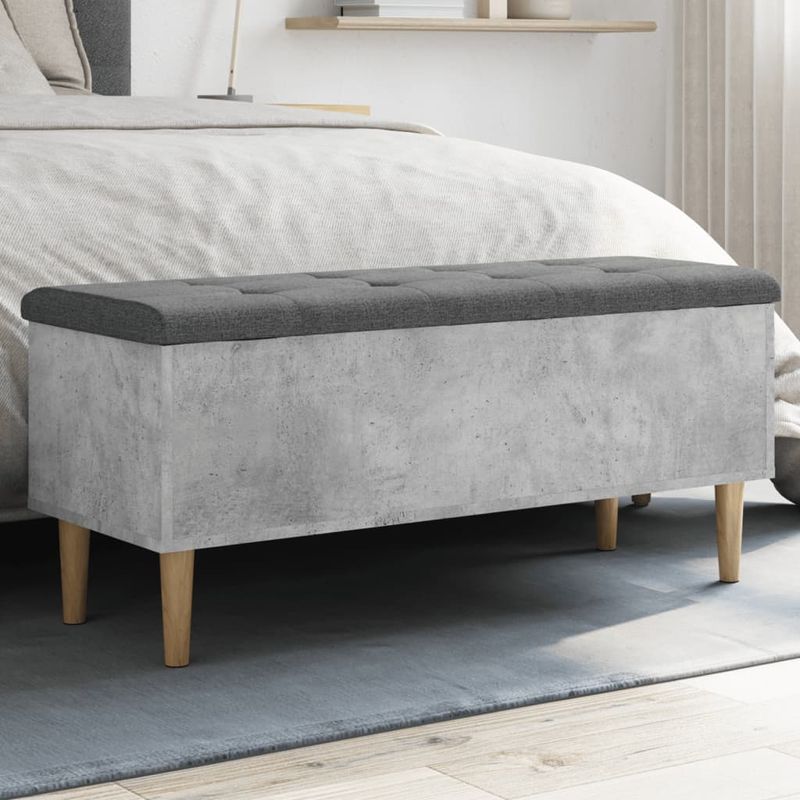 Casa si Gradina - Mobilier - Canapele si coltare - Banchete - Banca de depozitare, gri beton, 102x42x46 cm, lemn prelucrat - Infinity.ro