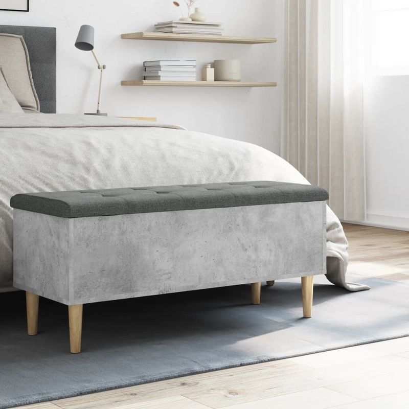 Casa si Gradina - Mobilier - Canapele si coltare - Banchete - Banca de depozitare, gri beton, 102x42x46 cm, lemn prelucrat - Infinity.ro