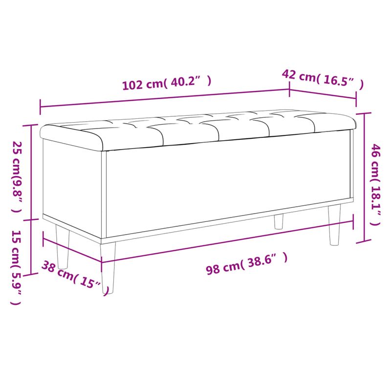 Casa si Gradina - Mobilier - Canapele si coltare - Banchete - Banca de depozitare, gri beton, 102x42x46 cm, lemn prelucrat - Infinity.ro