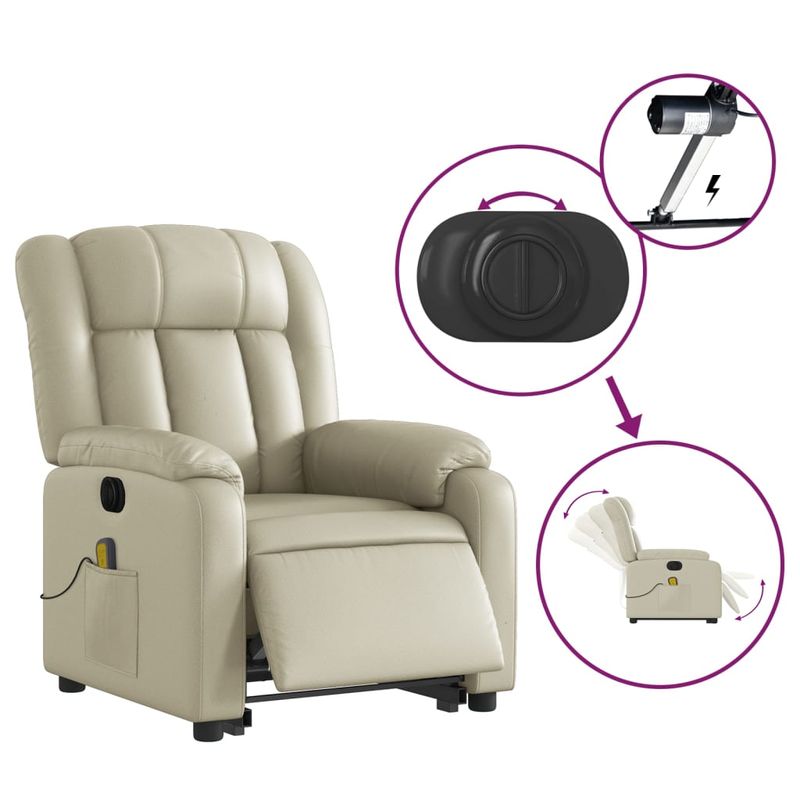Ingrijire personala si Cosmetice - Sanatate si wellness - Articole wellness - Fotolii de masaj - Fotoliu electric masaj rabatabil cu ridicare, crem - Infinity.ro