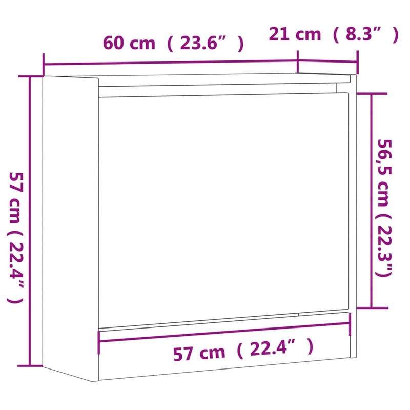 Casa si Gradina - Mobilier - Organizare si depozitare - Organizator incaltaminte - Pantofar, gri sonoma, 60x21x57 cm, lemn prelucrat - Infinity.ro
