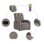 Ingrijire personala si Cosmetice - Sanatate si wellness - Articole wellness - Fotolii de masaj - Fotoliu rabatabil de masaj cu ridicare, gri taupe, textil - Infinity.ro
