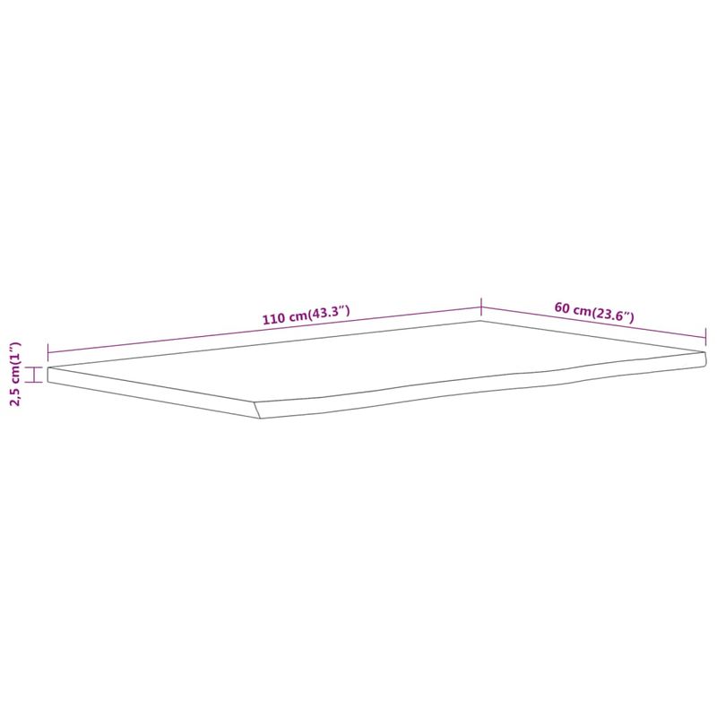 Casa si Gradina - Mobilier - Mobilier baie - Blaturi baie - Blat de baie, 110x60x2,5 cm, dreptunghiular, lemn masiv acacia - Infinity.ro
