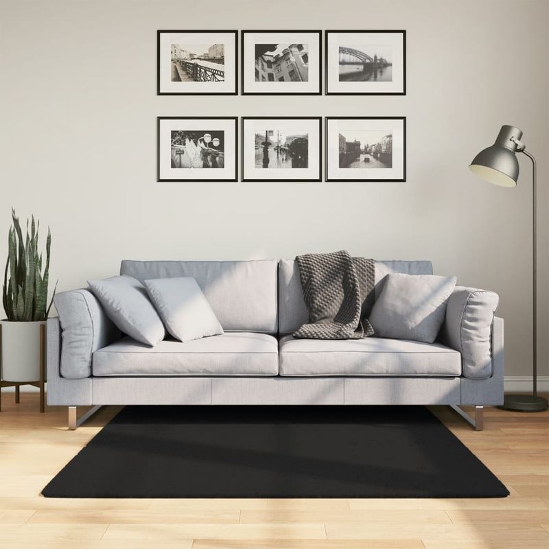 Casa si Gradina - Textile si covoare - Covoare - Covoare casa - Covor HUARTE, fir scurt, moale si lavabil, negru, 120x120 cm - Infinity.ro