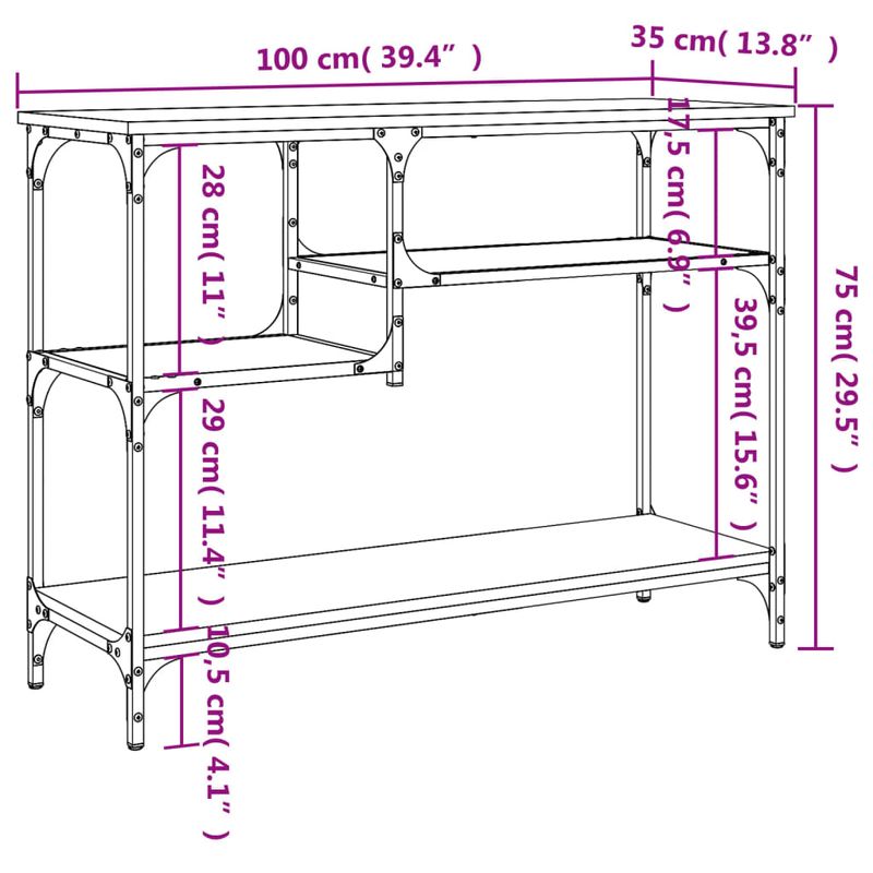 Casa si Gradina - Mobilier - Comode si corpuri - Console - Masuta consola cu rafturi, stejar maro, 100x35x75 cm - Infinity.ro