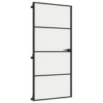 Casa si Gradina - Constructii - Usi interior, exterior si garaj - Usi garaj - Usa de interior negru 93x201,5 cm sticla securiz./aluminiu slim, negru și mat, model 3 bare orizontale - Infinity.ro