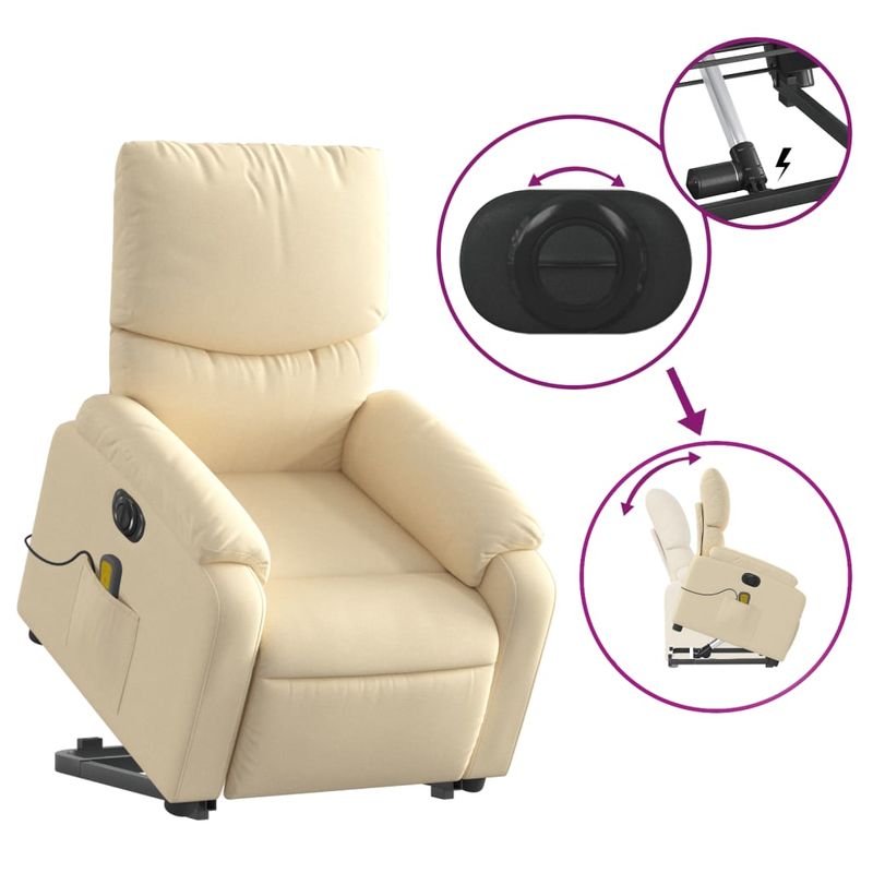 Ingrijire personala si Cosmetice - Sanatate si wellness - Articole wellness - Fotolii de masaj - Fotoliu electric de masaj rabatabil cu ridicare, crem, textil - Infinity.ro