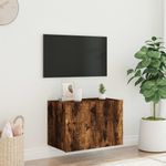 Casa si Gradina - Mobilier - Comode si corpuri - Comode - Comoda TV de perete cu lumini LED, stejar fumuriu, 60x35x41 cm - Infinity.ro