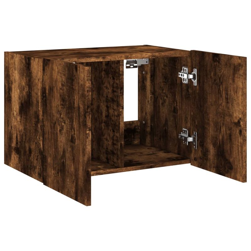 Casa si Gradina - Mobilier - Comode si corpuri - Comode - Comoda TV de perete cu lumini LED, stejar fumuriu, 60x35x41 cm - Infinity.ro