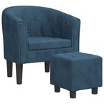 Casa si Gradina - Mobilier - Scaune si fotolii - Fotolii - Fotoliu tip cuva cu taburet, albastru inchis, catifea - Infinity.ro