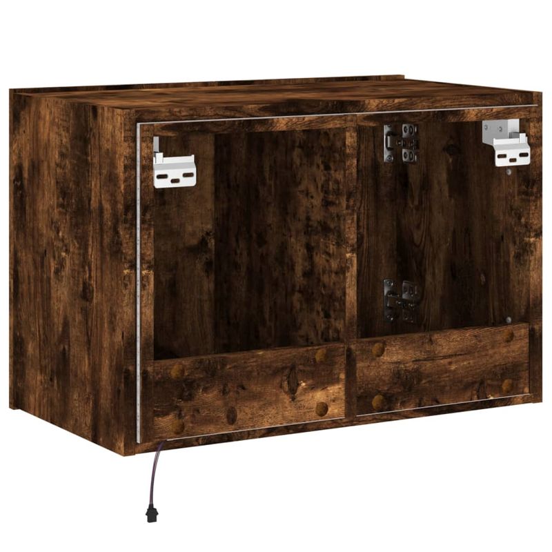 Casa si Gradina - Mobilier - Comode si corpuri - Comode - Comoda TV de perete cu lumini LED, stejar fumuriu, 60x35x41 cm - Infinity.ro