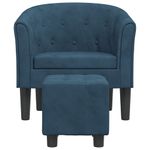 Casa si Gradina - Mobilier - Scaune si fotolii - Fotolii - Fotoliu tip cuva cu taburet, albastru inchis, catifea - Infinity.ro