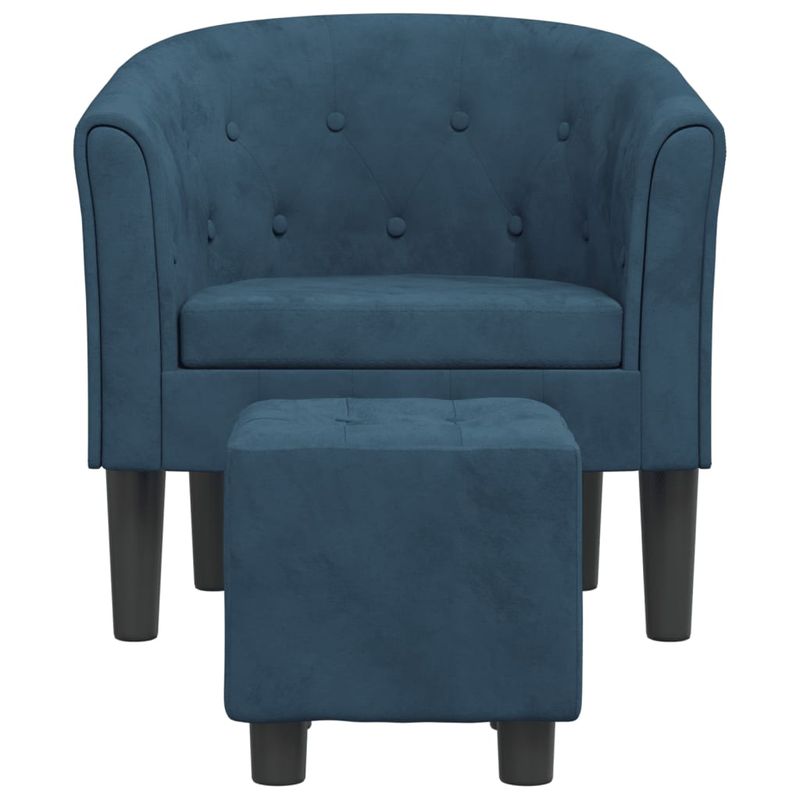 Casa si Gradina - Mobilier - Scaune si fotolii - Fotolii - Fotoliu tip cuva cu taburet, albastru inchis, catifea - Infinity.ro