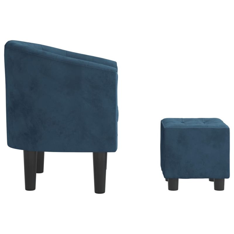 Casa si Gradina - Mobilier - Scaune si fotolii - Fotolii - Fotoliu tip cuva cu taburet, albastru inchis, catifea - Infinity.ro