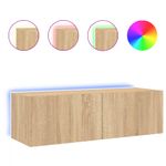 Casa si Gradina - Mobilier - Comode si corpuri - Comode - Comoda TV de perete cu lumini LED, stejar sonoma, 100x35x31 cm - Infinity.ro
