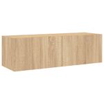 Casa si Gradina - Mobilier - Comode si corpuri - Comode - Comoda TV de perete cu lumini LED, stejar sonoma, 100x35x31 cm - Infinity.ro