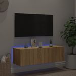 Casa si Gradina - Mobilier - Comode si corpuri - Comode - Comoda TV de perete cu lumini LED, stejar sonoma, 100x35x31 cm - Infinity.ro