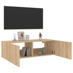 Casa si Gradina - Mobilier - Comode si corpuri - Comode - Comoda TV de perete cu lumini LED, stejar sonoma, 100x35x31 cm - Infinity.ro
