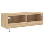 Casa si Gradina - Mobilier - Comode si corpuri - Comode - Comoda TV de perete cu lumini LED, stejar sonoma, 100x35x31 cm - Infinity.ro