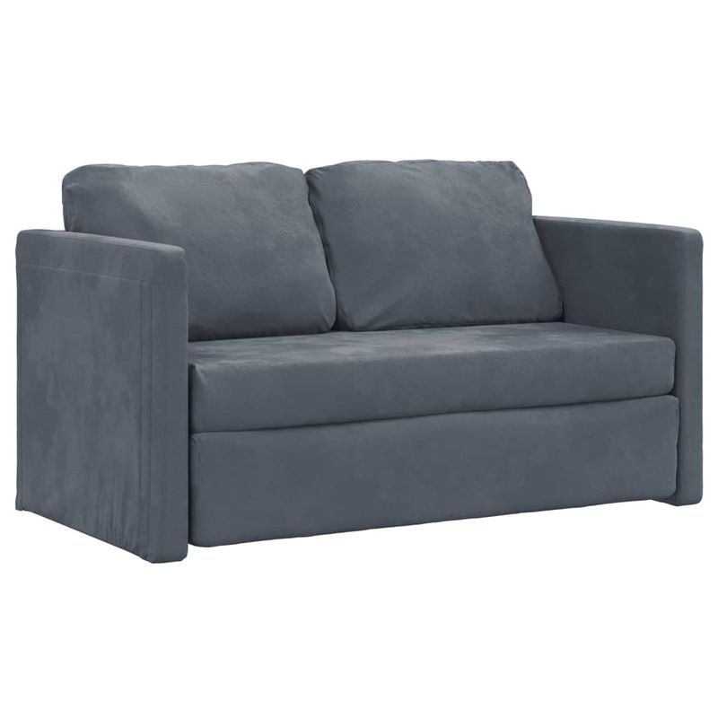 Casa si Gradina - Mobilier - Canapele si coltare - Canapele - Canapea extensibila de podea 2 in 1, gri inchis, 122x204x55 cm - Infinity.ro