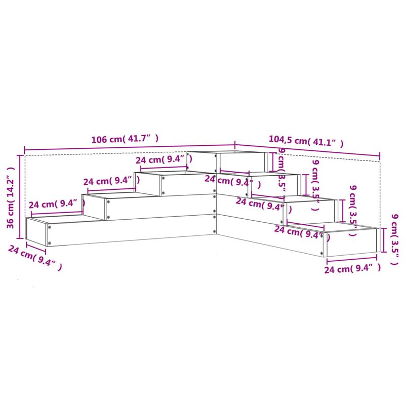 Casa si Gradina - Gradinarit si plante - Plante si ghivece - Ghivece si suporturi - Jardiniera gradina 4 niveluri, 106x104,5x36 cm - Infinity.ro